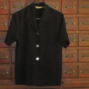 Vintage Black Polyester Short Sleeve Blouse Top Size 6 HILL ARCHER